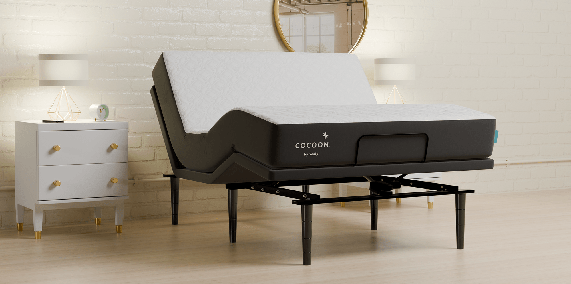 Cocoon mattress on Ease base with head and feet raised